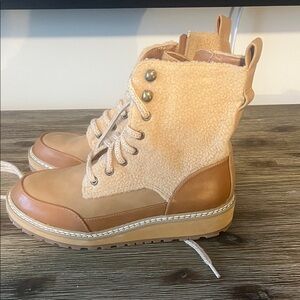 Tan and Brown Lace-Up Boots